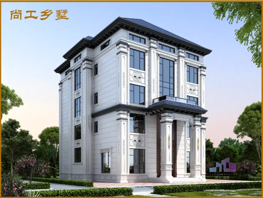 莆田尚工乡墅白色现代风别墅外墙涂装