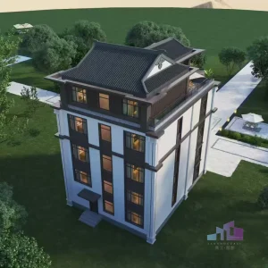 尚工乡墅建筑设计鸟瞰效果图