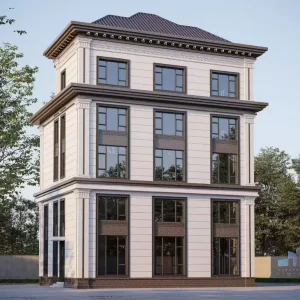 欧式经典三层别墅外墙仿石漆装饰