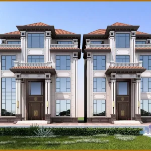 经典双拼欧式自建房外墙装饰效果