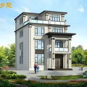 带大露台的现代L型别墅自建房设计